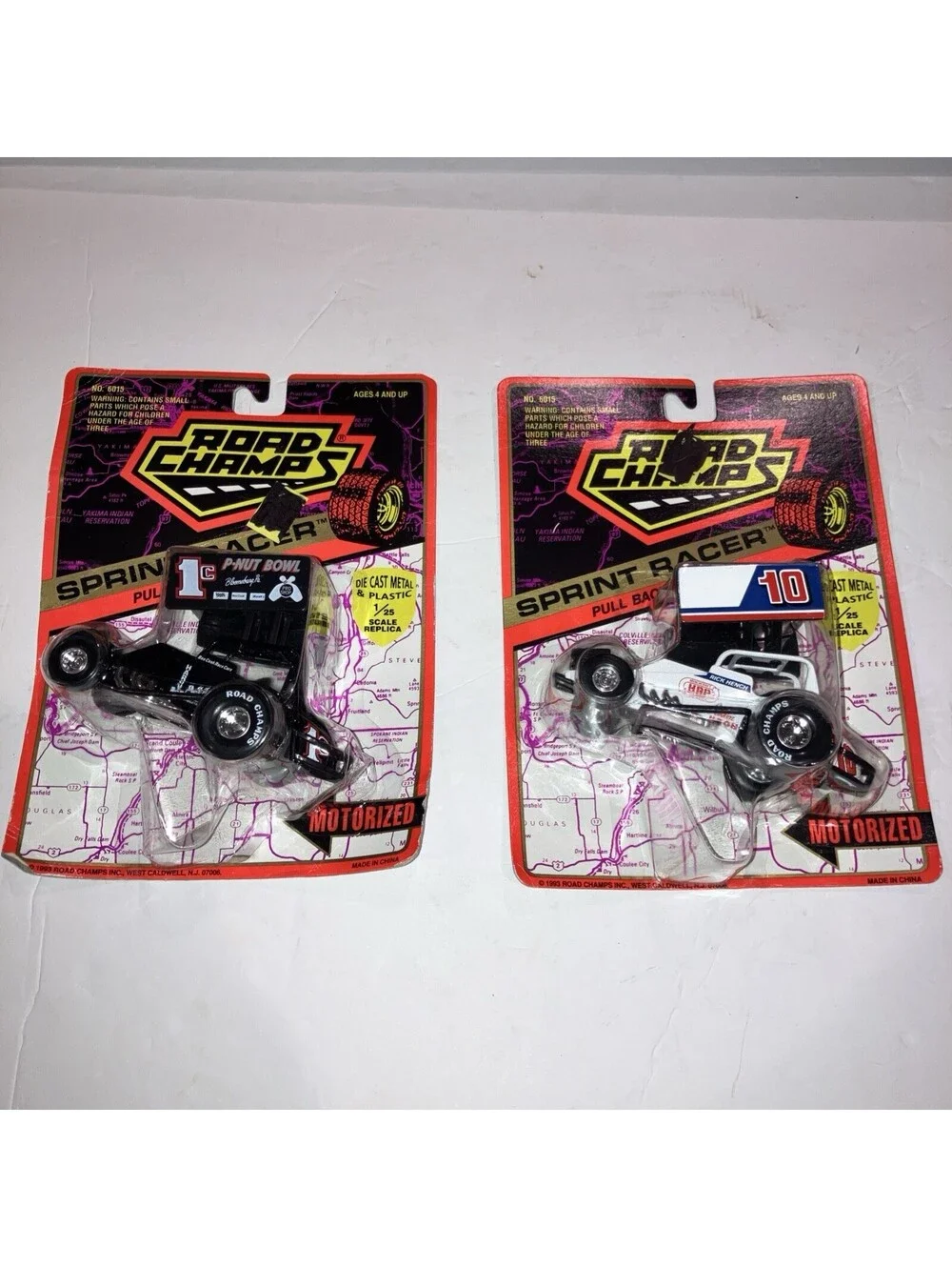 Lot Of 2 Vintage 1993 ROAD CHAMPS SPRINT RACERS PULL BACK ACTION NEW COMPLETE